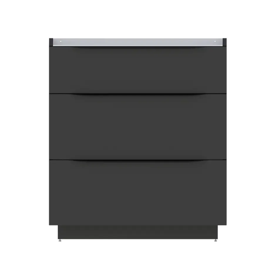 Meuble sous vasque à poser noir mat l.80 x H.88 x P.50 cm, Pamili