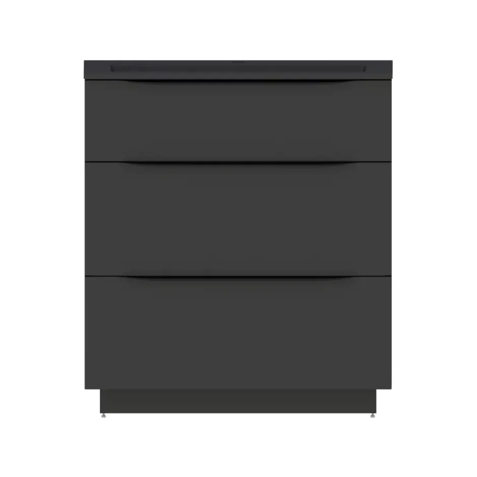 Meuble sous vasque à poser noir mat l.80 x H.88 x P.50 cm, Pamili