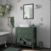 GoodHome Meuble sous vasque à poser l.80 cm vert + plan de toilette, Perma* Meuble Buanderie