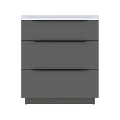 Meuble sous vasque à poser gris anthracite brillant l.80 x H.88 x P.50 cm, Pamili