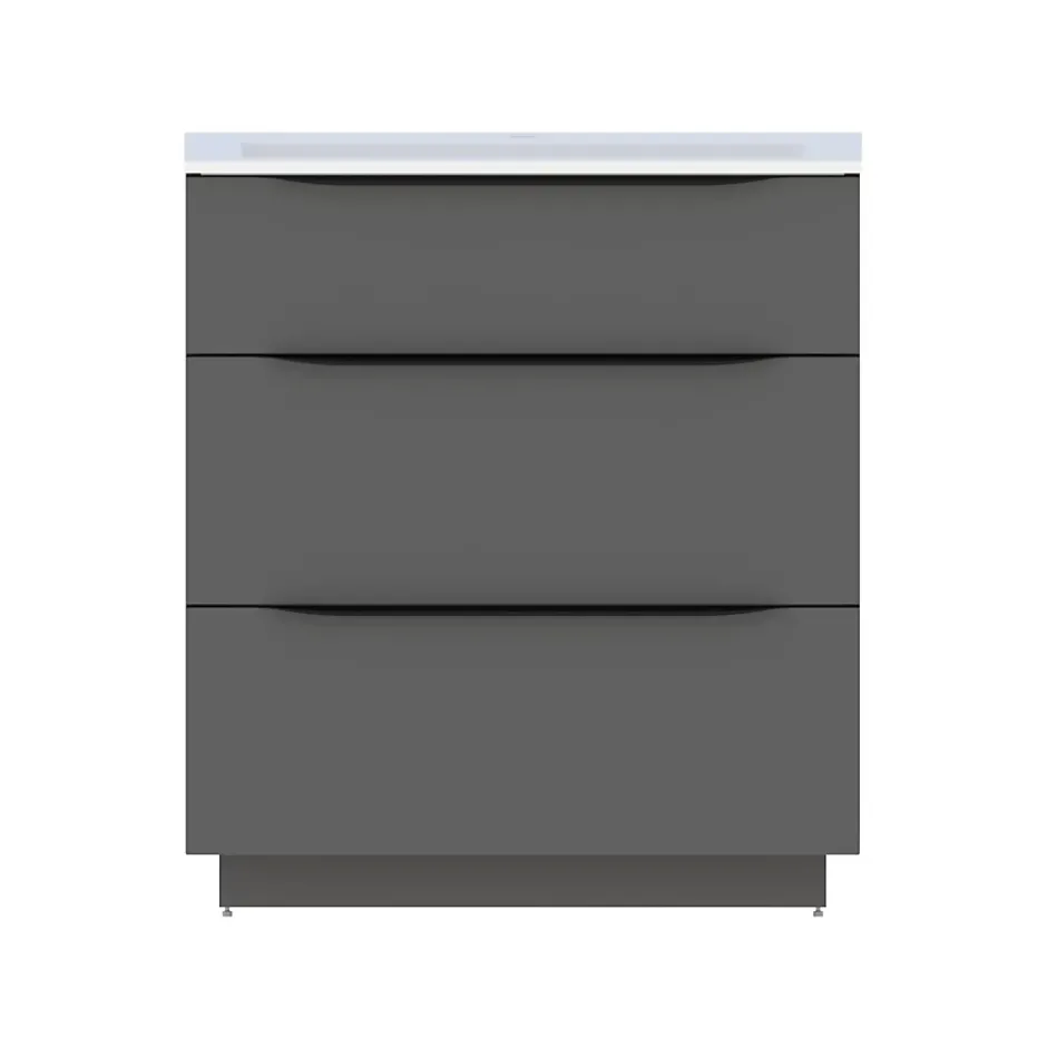 Meuble sous vasque à poser gris anthracite brillant l.80 x H.88 x P.50 cm, Pamili