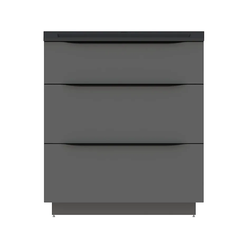 Meuble sous vasque à poser gris anthracite brillant l.80 x H.88 x P.50 cm, Pamili