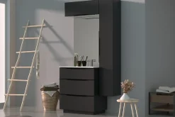 Meuble sous vasque à poser gris anthracite brillant l.80 x H.88 x P.50 cm, Pamili