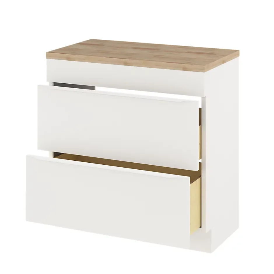 GoodHome Meuble sous vasque à poser blanc mat l.80 x H.82 x P.45 cm, Imandra* Meuble Buanderie|Meuble Sous-Vasque