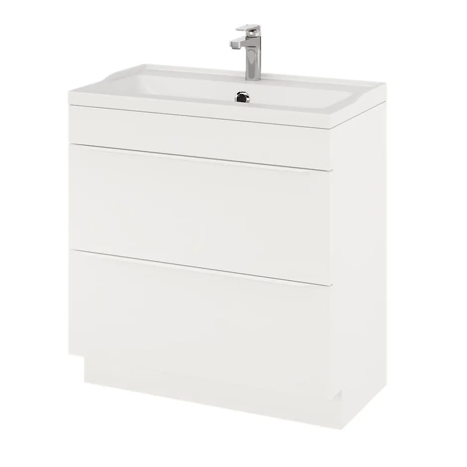 GoodHome Meuble sous vasque à poser blanc mat l.80 x H.82 x P.45 cm, Imandra* Meuble Buanderie|Meuble Sous-Vasque