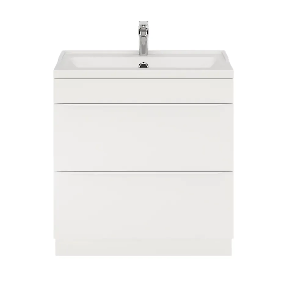 GoodHome Meuble sous vasque à poser blanc mat l.80 x H.82 x P.45 cm, Imandra* Meuble Buanderie|Meuble Sous-Vasque