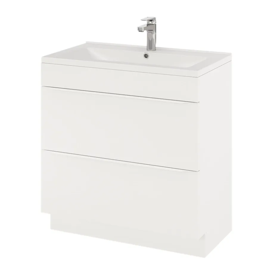GoodHome Meuble sous vasque à poser blanc mat l.80 x H.82 x P.45 cm, Imandra* Meuble Buanderie|Meuble Sous-Vasque