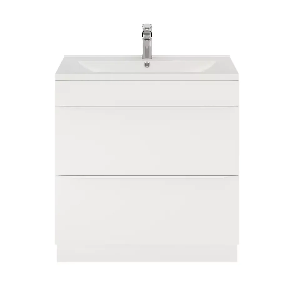 GoodHome Meuble sous vasque à poser blanc mat l.80 x H.82 x P.45 cm, Imandra* Meuble Buanderie|Meuble Sous-Vasque