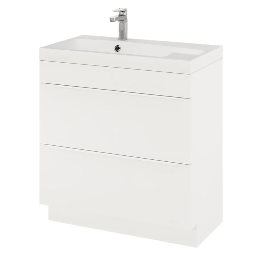 GoodHome Meuble sous vasque à poser blanc mat l.80 x H.82 x P.45 cm, Imandra* Meuble Buanderie|Meuble Sous-Vasque