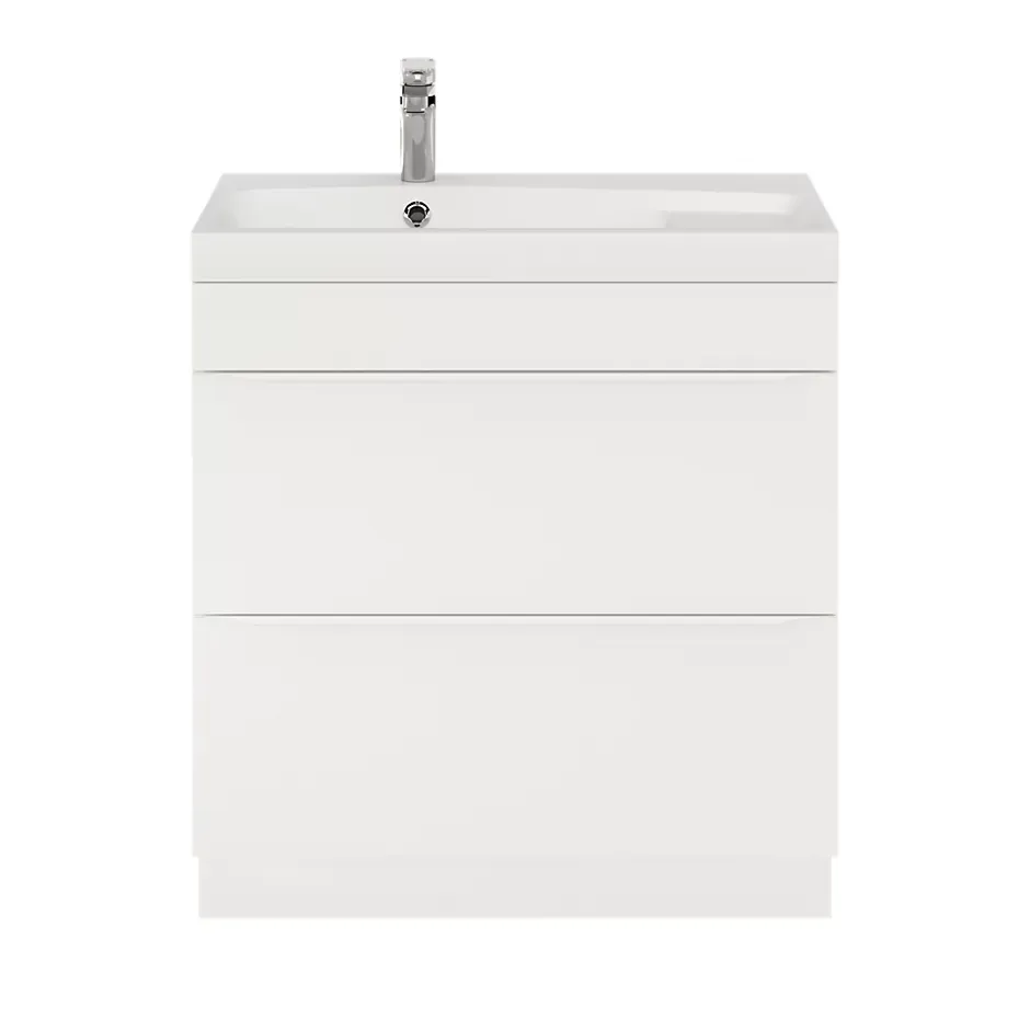 GoodHome Meuble sous vasque à poser blanc mat l.80 x H.82 x P.45 cm, Imandra* Meuble Buanderie|Meuble Sous-Vasque