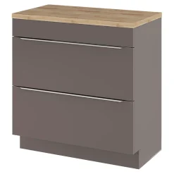 GoodHome Meuble sous vasque à poser gris taupe l.80 x H.82 x P.45 cm, Imandra* Meuble Buanderie