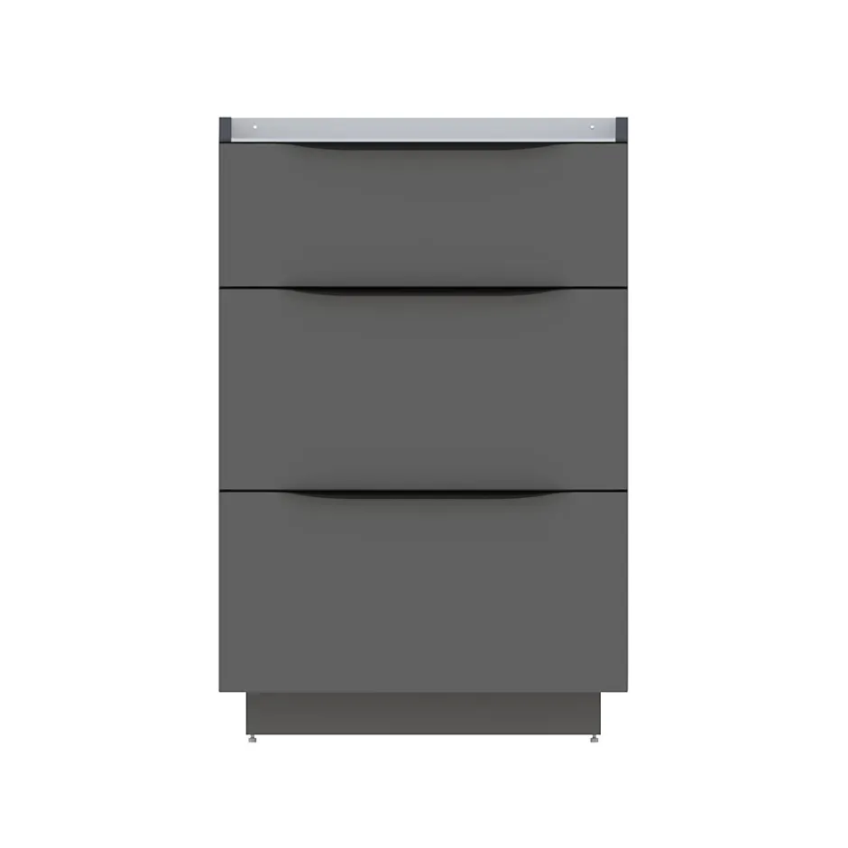 Meuble sous vasque à poser gris anthracite brillant l.60 x H.88 x P.50 cm, Pamili* Meuble Buanderie|Meuble Sous-Vasque
