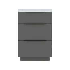 Meuble sous vasque à poser gris anthracite brillant l.60 x H.88 x P.50 cm, Pamili* Meuble Buanderie|Meuble Sous-Vasque