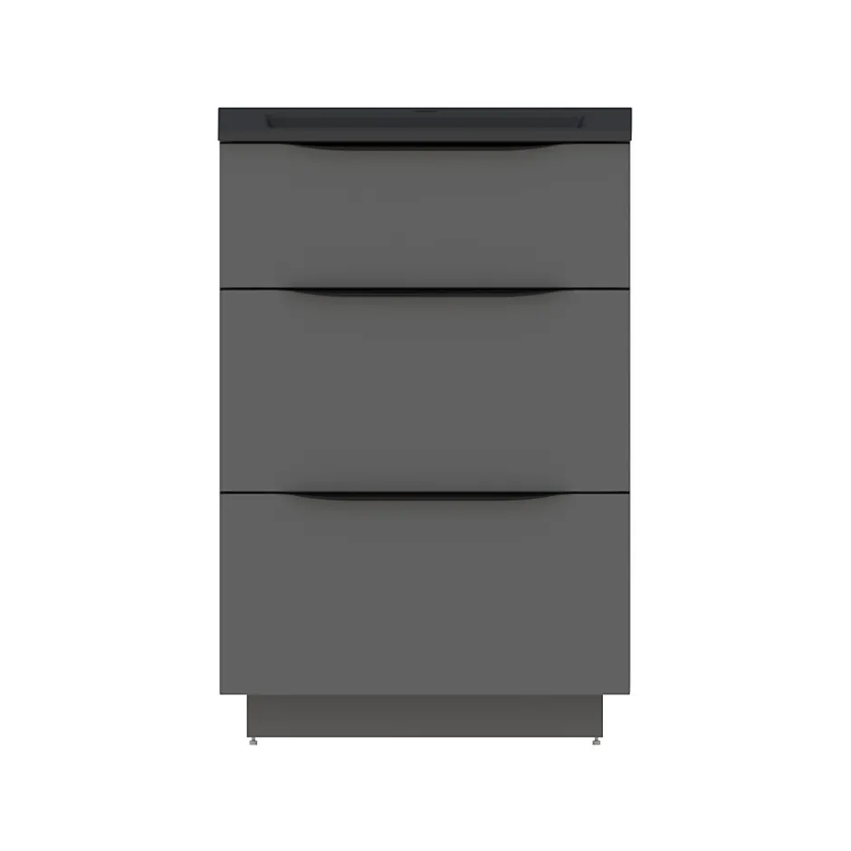 Meuble sous vasque à poser gris anthracite brillant l.60 x H.88 x P.50 cm, Pamili* Meuble Buanderie|Meuble Sous-Vasque