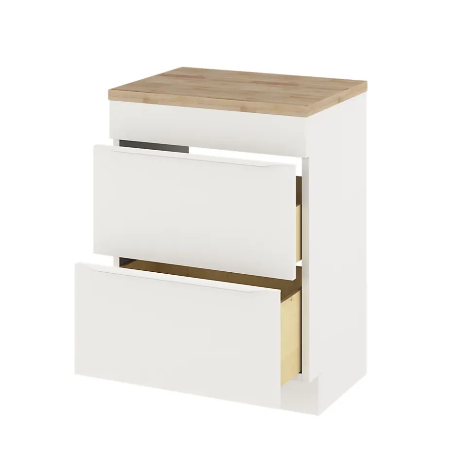 GoodHome Meuble sous vasque à poser blanc mat l.60 x H.82 x P.45 cm, Imandra* Meuble Buanderie
