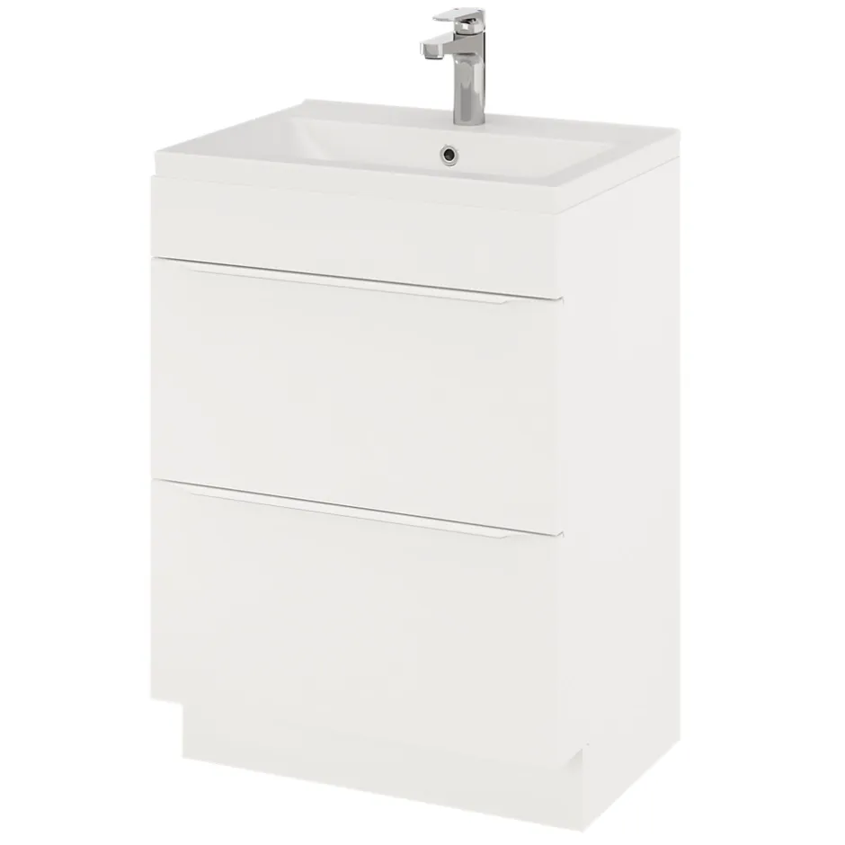 GoodHome Meuble sous vasque à poser blanc mat l.60 x H.82 x P.45 cm, Imandra* Meuble Buanderie