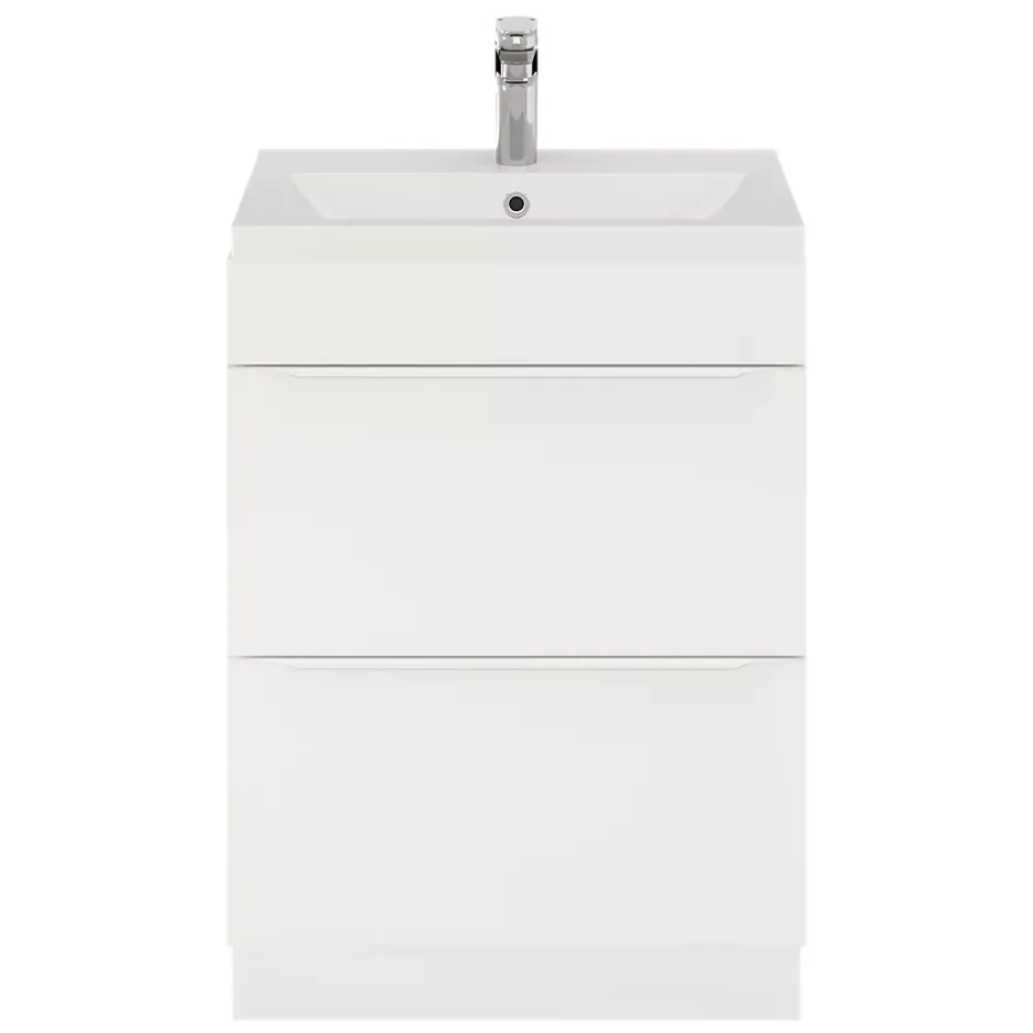 GoodHome Meuble sous vasque à poser blanc mat l.60 x H.82 x P.45 cm, Imandra* Meuble Buanderie