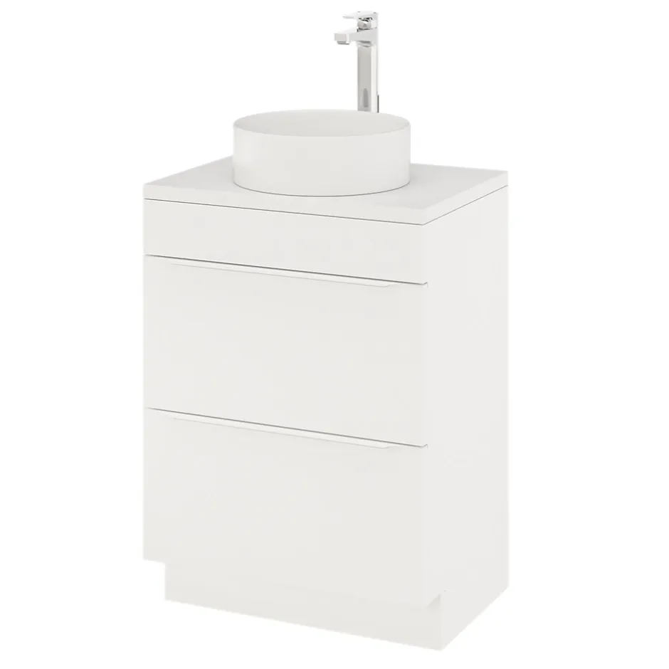 GoodHome Meuble sous vasque à poser blanc mat l.60 x H.82 x P.45 cm, Imandra* Meuble Buanderie