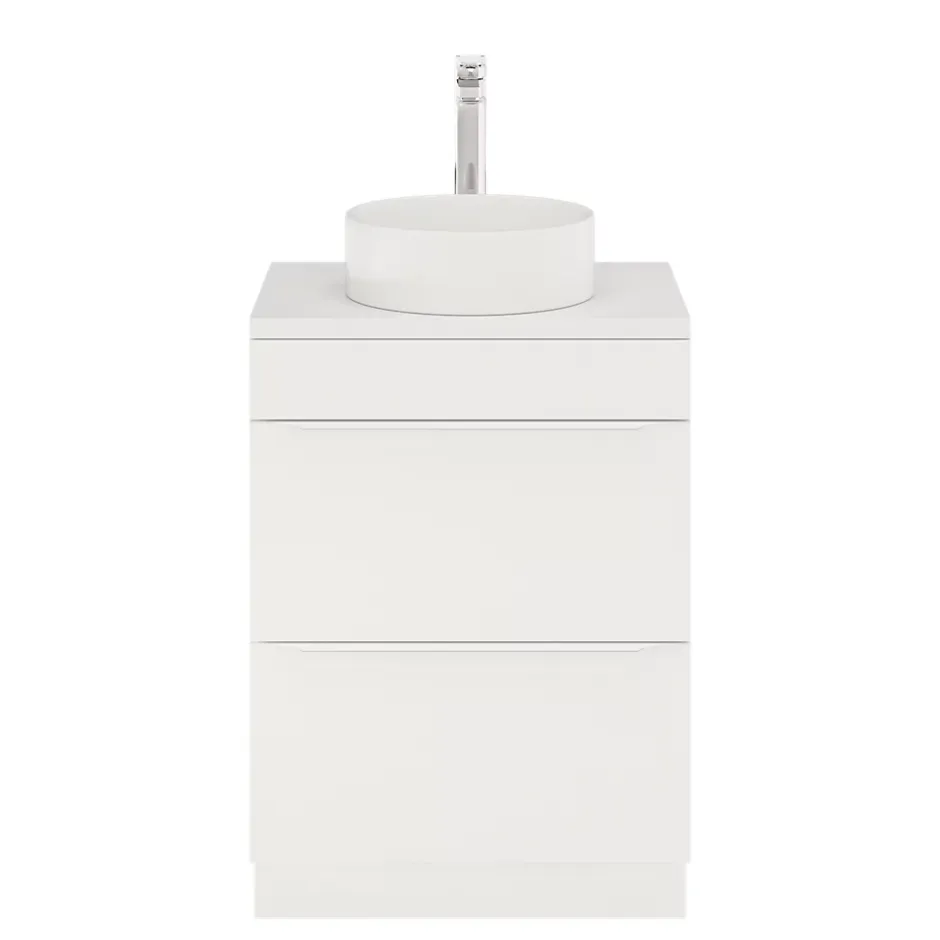GoodHome Meuble sous vasque à poser blanc mat l.60 x H.82 x P.45 cm, Imandra* Meuble Buanderie