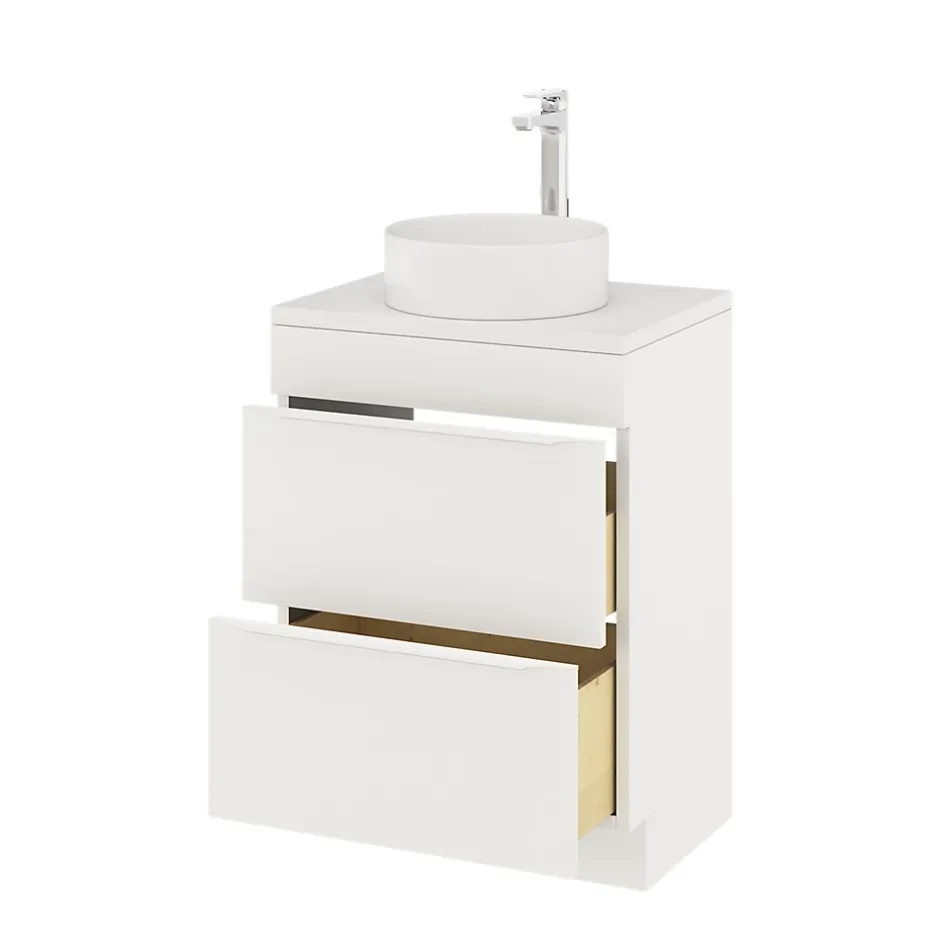 GoodHome Meuble sous vasque à poser blanc mat l.60 x H.82 x P.45 cm, Imandra* Meuble Buanderie
