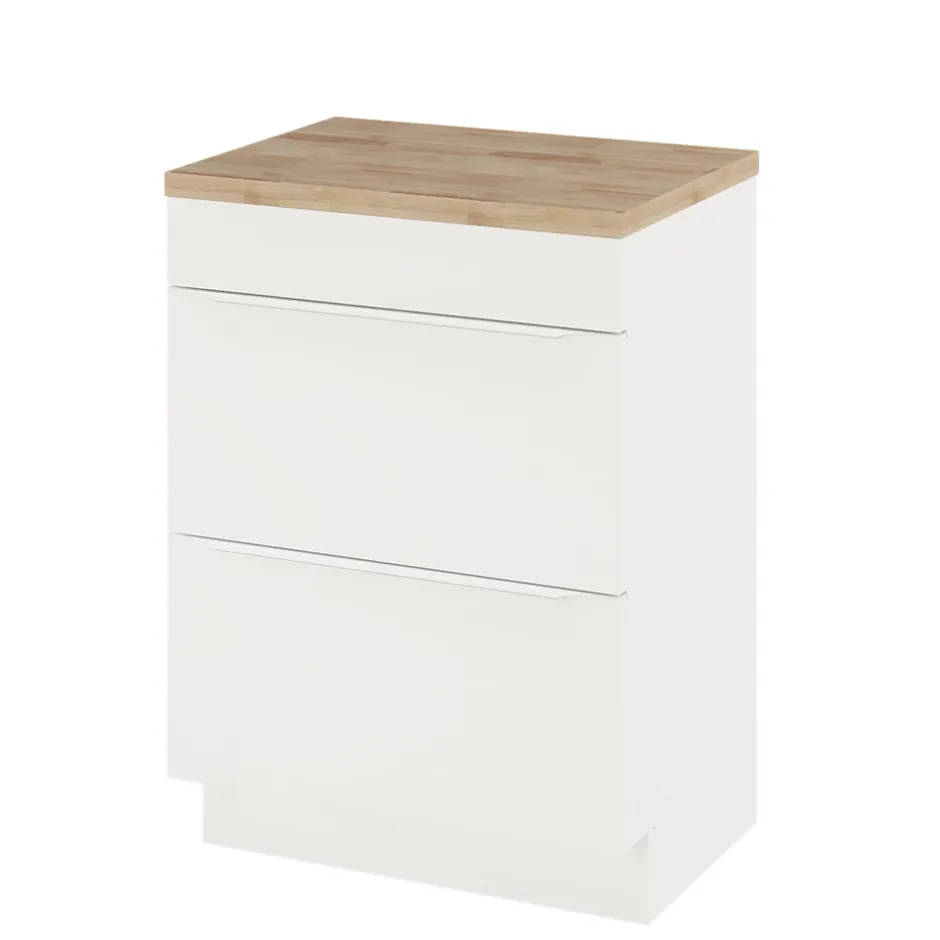 GoodHome Meuble sous vasque à poser blanc mat l.60 x H.82 x P.45 cm, Imandra* Meuble Buanderie