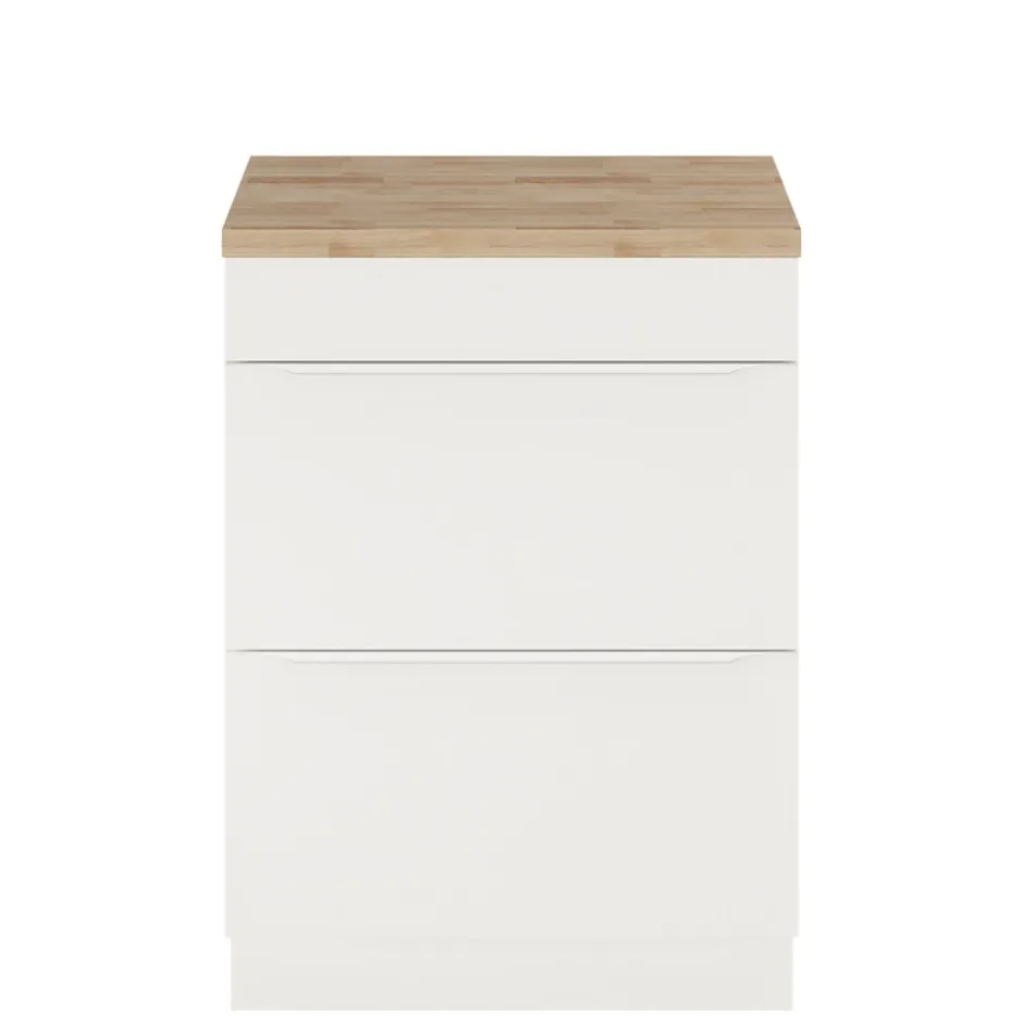 GoodHome Meuble sous vasque à poser blanc mat l.60 x H.82 x P.45 cm, Imandra* Meuble Buanderie