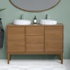 GoodHome Meuble sous vasque à poser placage chêne H.82 x P.45 x l.120 cm Kabayan