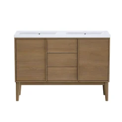GoodHome Meuble sous vasque à poser placage chêne H.82 x P.45 x l.120 cm Kabayan