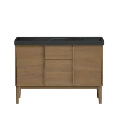 GoodHome Meuble sous vasque à poser placage chêne H.82 x P.45 x l.120 cm Kabayan