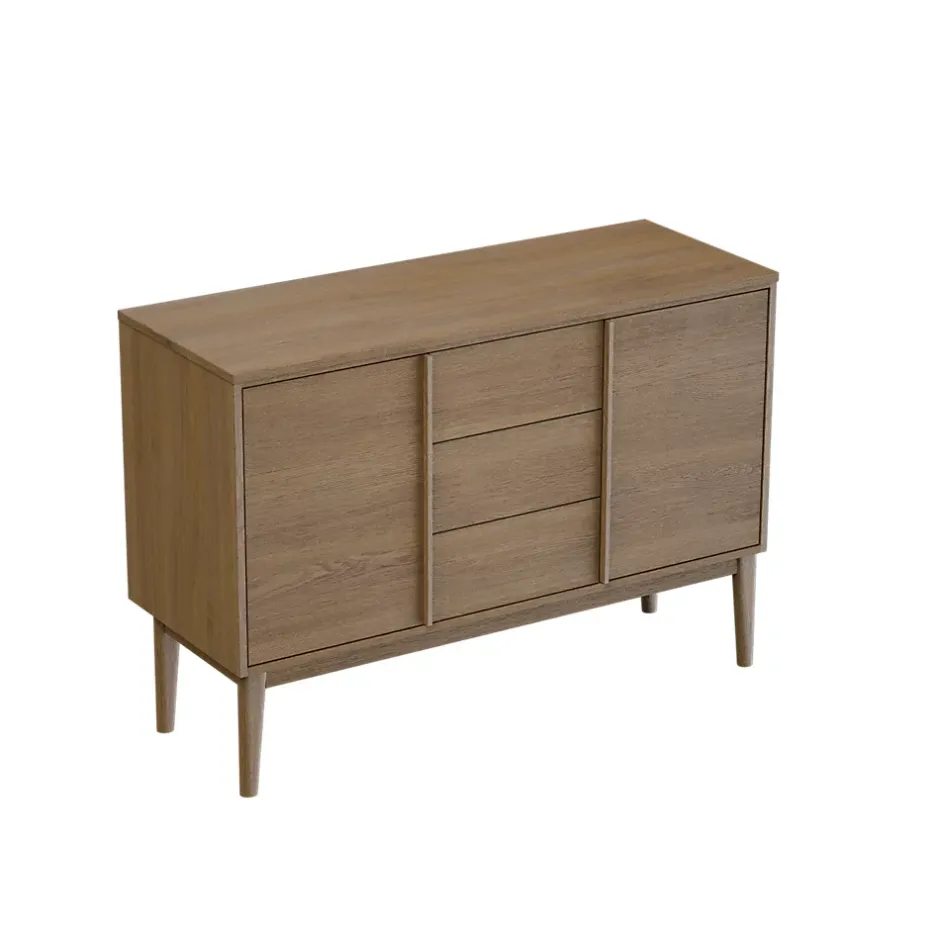 GoodHome Meuble sous vasque à poser placage chêne H.82 x P.45 x l.120 cm Kabayan