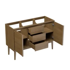 GoodHome Meuble sous vasque à poser placage chêne H.82 x P.45 x l.120 cm Kabayan