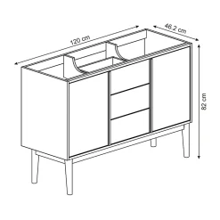 GoodHome Meuble sous vasque à poser placage chêne H.82 x P.45 x l.120 cm Kabayan
