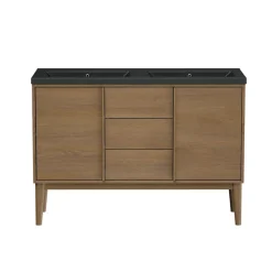 GoodHome Meuble sous vasque à poser placage chêne H.82 x P.45 x l.120 cm Kabayan
