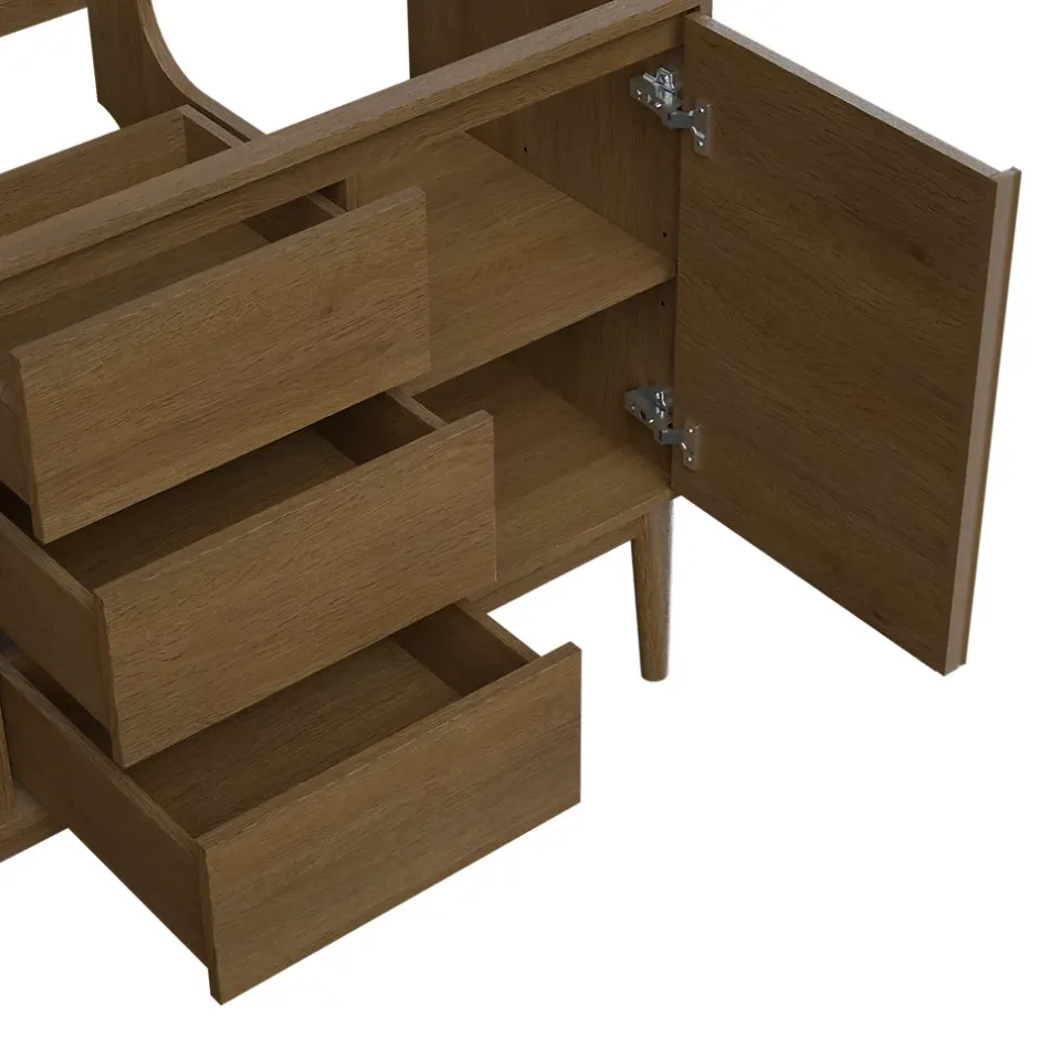 GoodHome Meuble sous vasque à poser placage chêne H.82 x P.45 x l.120 cm Kabayan