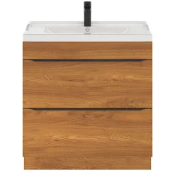 GoodHome Meuble sous vasque à poser effet noyer l.80 x H.82 x P.45 cm, Imandra* Meuble Buanderie|Meuble De Salle De Bains Faible Profondeur