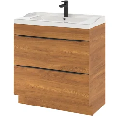 GoodHome Meuble sous vasque à poser effet noyer l.80 x H.82 x P.45 cm, Imandra* Meuble Buanderie|Meuble De Salle De Bains Faible Profondeur