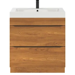 GoodHome Meuble sous vasque à poser effet noyer l.80 x H.82 x P.45 cm, Imandra* Meuble Buanderie|Meuble De Salle De Bains Faible Profondeur