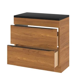 GoodHome Meuble sous vasque à poser effet noyer l.80 x H.82 x P.45 cm, Imandra* Meuble Buanderie|Meuble De Salle De Bains Faible Profondeur