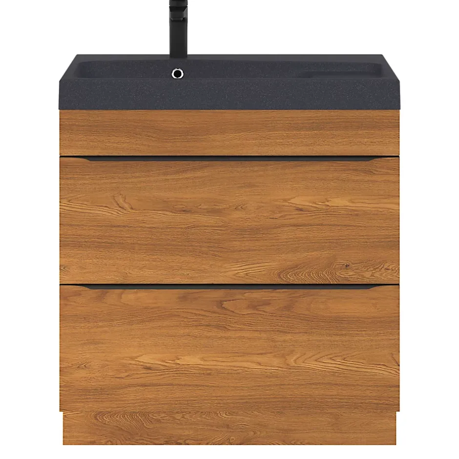 GoodHome Meuble sous vasque à poser effet noyer l.80 x H.82 x P.45 cm, Imandra* Meuble Buanderie|Meuble De Salle De Bains Faible Profondeur