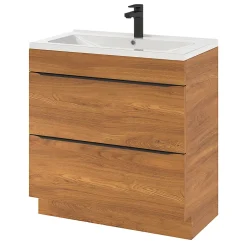 GoodHome Meuble sous vasque à poser effet noyer l.80 x H.82 x P.45 cm, Imandra* Meuble Buanderie|Meuble De Salle De Bains Faible Profondeur