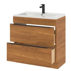 GoodHome Meuble sous vasque à poser effet noyer l.80 x H.82 x P.45 cm, Imandra* Meuble Buanderie|Meuble De Salle De Bains Faible Profondeur
