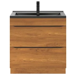 GoodHome Meuble sous vasque à poser effet noyer l.80 x H.82 x P.45 cm, Imandra* Meuble Buanderie|Meuble De Salle De Bains Faible Profondeur
