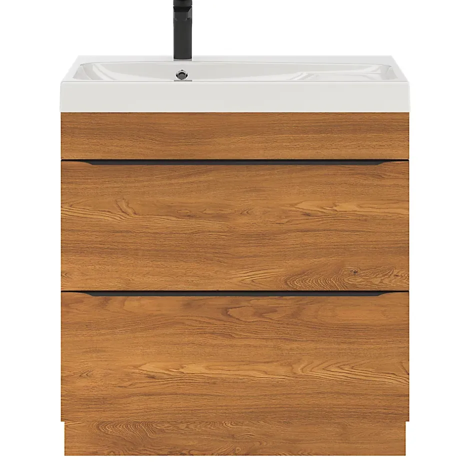 GoodHome Meuble sous vasque à poser effet noyer l.80 x H.82 x P.45 cm, Imandra* Meuble Buanderie|Meuble De Salle De Bains Faible Profondeur