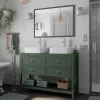 GoodHome Meuble sous vasque à poser l.120 cm vert + plan de toilette, Perma
