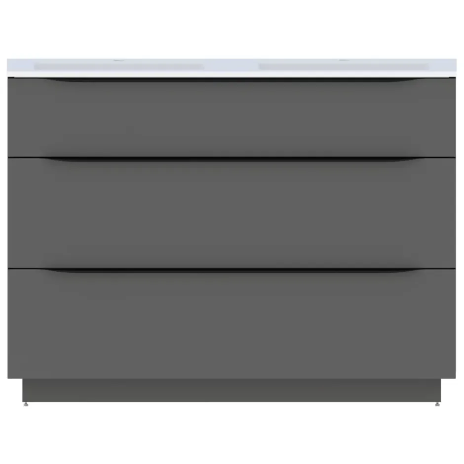 Meuble sous vasque à poser gris anthracite l.120 x H.88 x P.50 cm, Pamili* Meuble Buanderie|Meuble Sous-Vasque