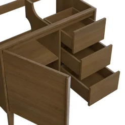 GoodHome Meuble sous vasque à poser placage chêne H.82 x P.45 x l.80 cm Kabayan* Meuble De Salle De Bains Faible Profondeur