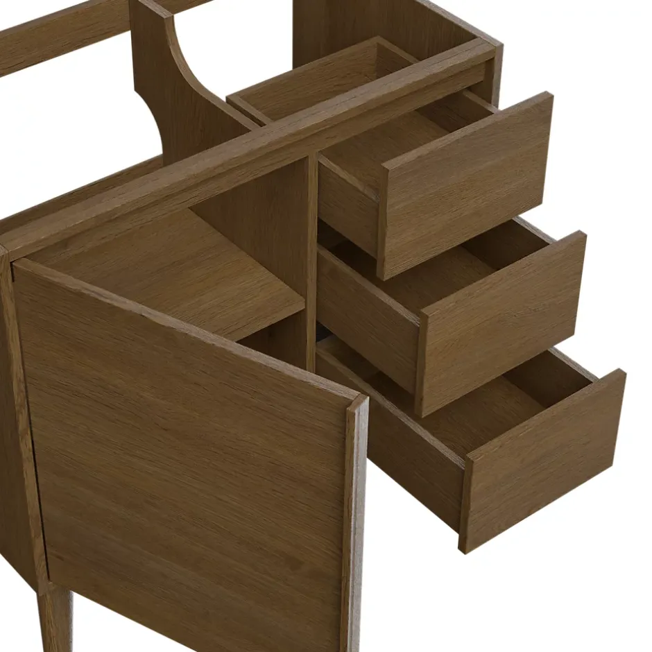 GoodHome Meuble sous vasque à poser placage chêne H.82 x P.45 x l.80 cm Kabayan* Meuble De Salle De Bains Faible Profondeur