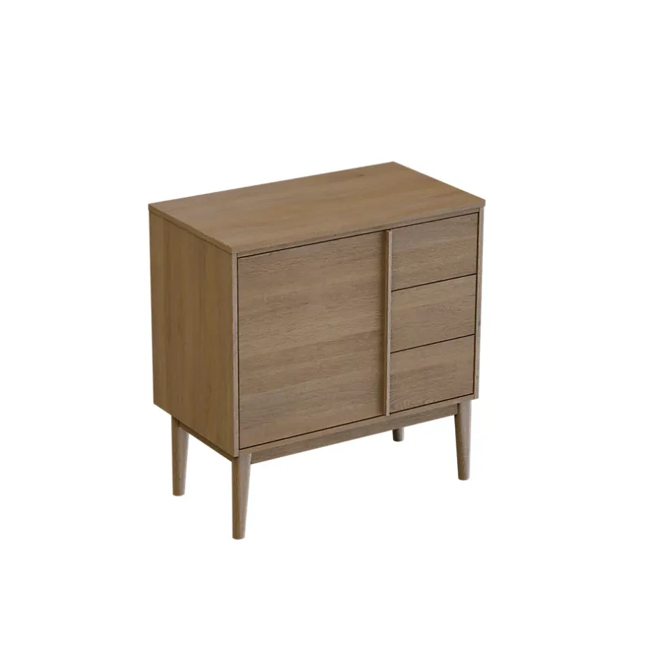 GoodHome Meuble sous vasque à poser placage chêne H.82 x P.45 x l.80 cm Kabayan* Meuble De Salle De Bains Faible Profondeur