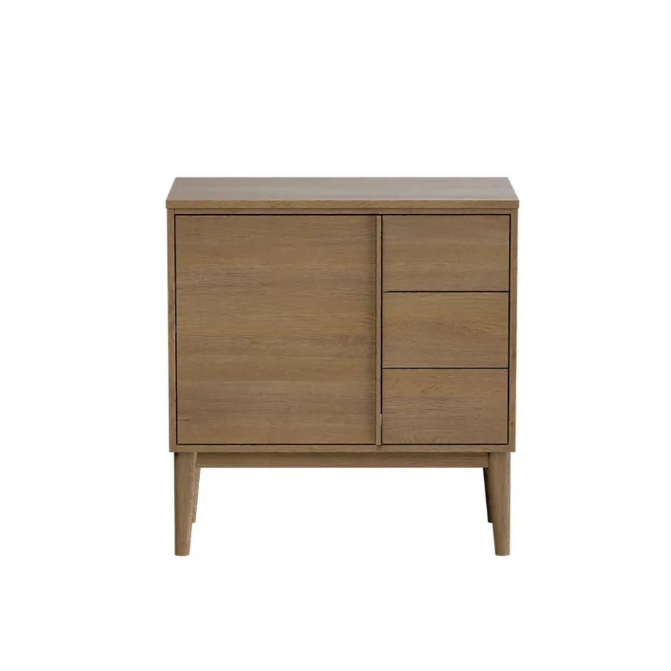 GoodHome Meuble sous vasque à poser placage chêne H.82 x P.45 x l.80 cm Kabayan* Meuble De Salle De Bains Faible Profondeur