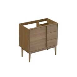 GoodHome Meuble sous vasque à poser placage chêne H.82 x P.45 x l.80 cm Kabayan* Meuble De Salle De Bains Faible Profondeur